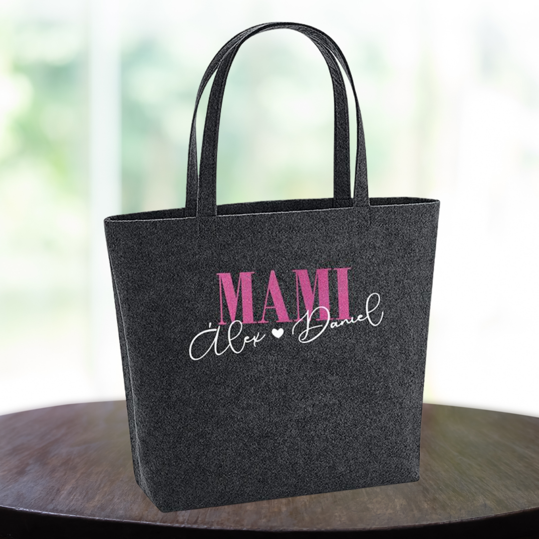 Bolso Shopper Fieltro Personalizado Mami + Nombres