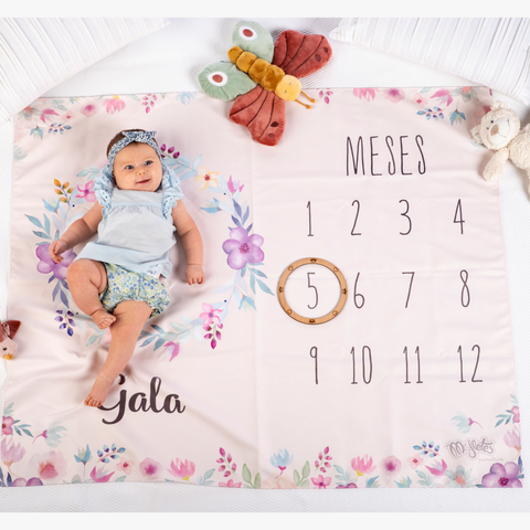 Manta o decorado para hacer fotos al bebe mes a mes