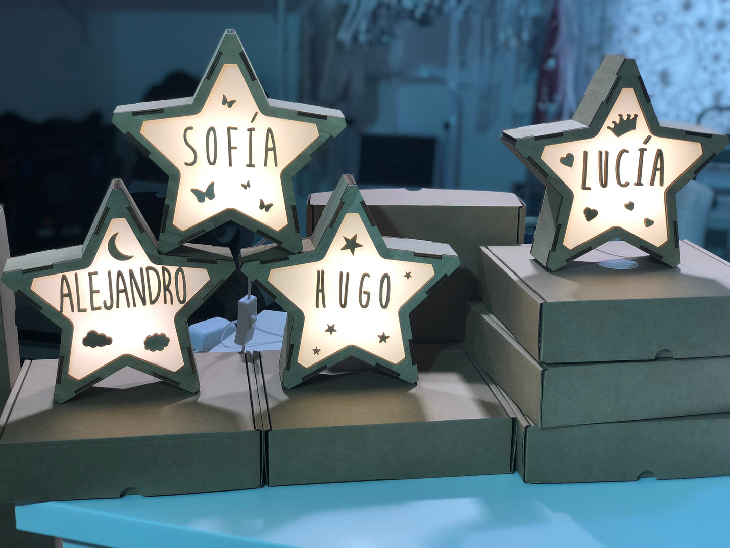 Lámpara Personalizada Globos estrellitas