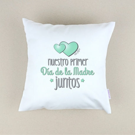 Cojín Personalizado menta primer día de la madre