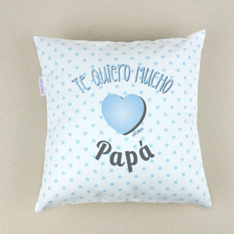 Cojín Personalizado Te quiero mucho papá azul