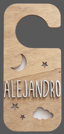 Placa de Madera Personalizada Noche Pomo Puerta