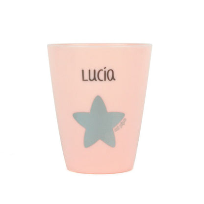 Set de Vasito y cubiertos de Acero Personalizados Rosa